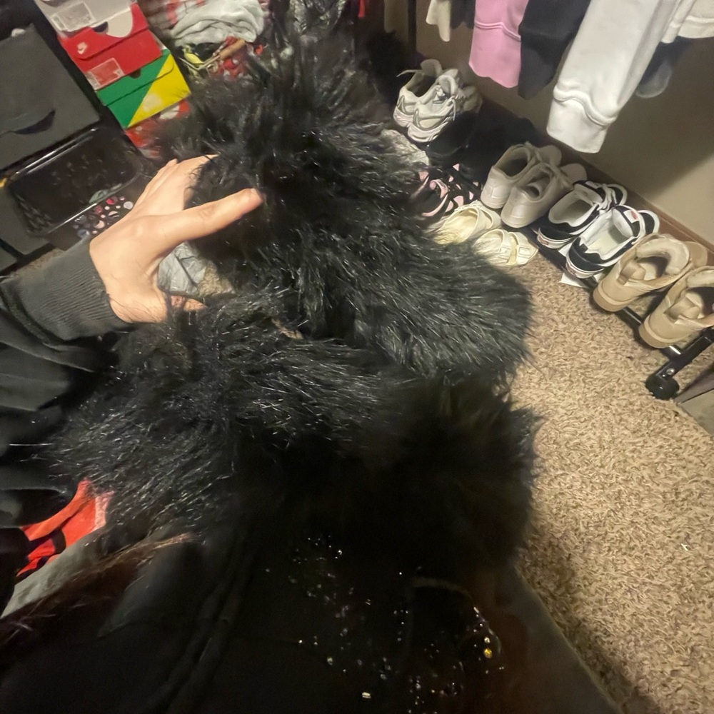 Black Faux Fur Scarf